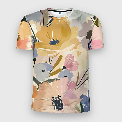Мужская спорт-футболка Цветы акварель / 3D-принт – фото 1