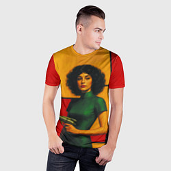 Футболка спортивная мужская Девушка с бластером ретрофутуризм поп-арт 1970-е, цвет: 3D-принт — фото 2