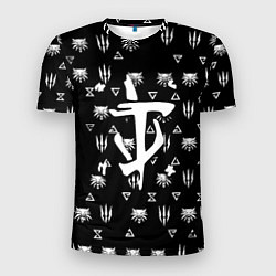 Футболка спортивная мужская Doom ведьмак логотипы, цвет: 3D-принт