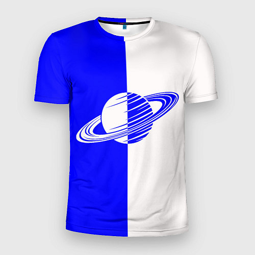 Мужская спорт-футболка Сатурн сине-белый / 3D-принт – фото 1
