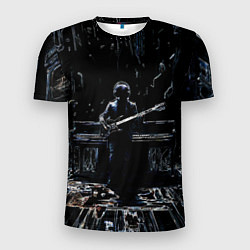 Мужская спорт-футболка Линейный силуэт музыканта
