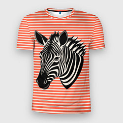 Мужская спорт-футболка Зебра на оранжевых полосах