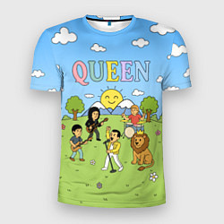 Мужская спорт-футболка Queen мультяшный стиль на поляне