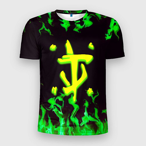 Мужская спорт-футболка Doom зелёный огонь / 3D-принт – фото 1