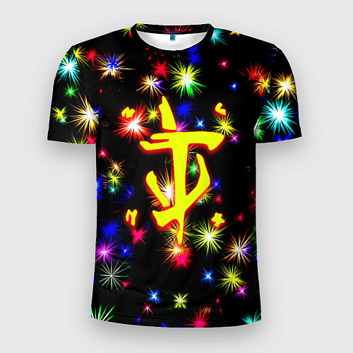 Мужская спорт-футболка Doom новогодние искры / 3D-принт – фото 1