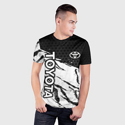 Футболка спортивная мужская Toyota - черный и белый, цвет: 3D-принт — фото 2