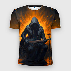 Футболка спортивная мужская Гитарист играющий в пламени, цвет: 3D-принт