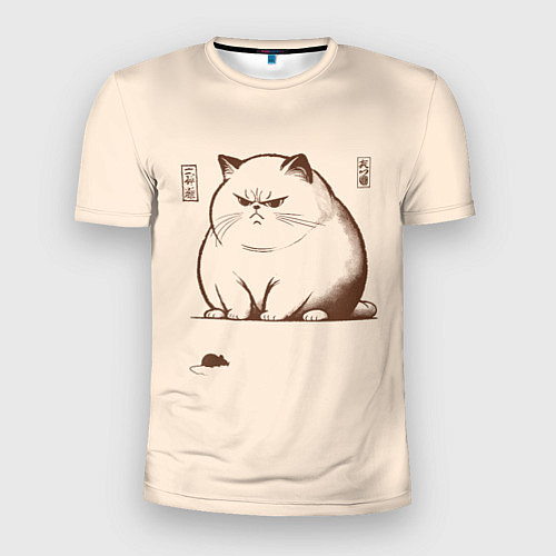 Мужская спорт-футболка Недовольный кот и мышь / 3D-принт – фото 1