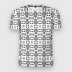 Футболка спортивная мужская Черно-белый абстрактный узор, цвет: 3D-принт