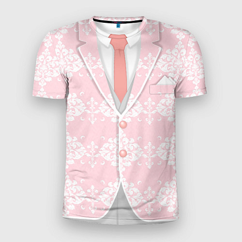 Мужская спорт-футболка Бледно-розовый пиджак с узором / 3D-принт – фото 1