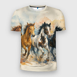 Футболка спортивная мужская Кони бегут, цвет: 3D-принт