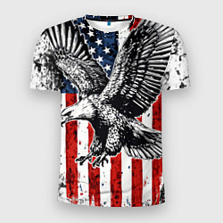 Мужская спорт-футболка Орел на фоне американского флага USA
