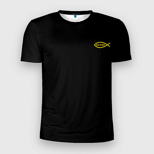 Мужская спорт-футболка Симъ победиши черно-оранжевый арт / 3D-принт – фото 1