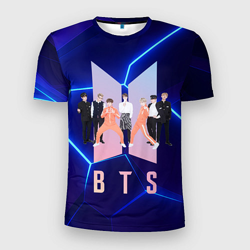 Мужская спорт-футболка BTS на темно-синем фоне / 3D-принт – фото 1