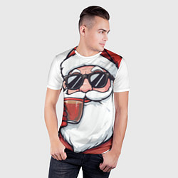 Футболка спортивная мужская Санта Клаус в стильных солнцезащитных очках, цвет: 3D-принт — фото 2