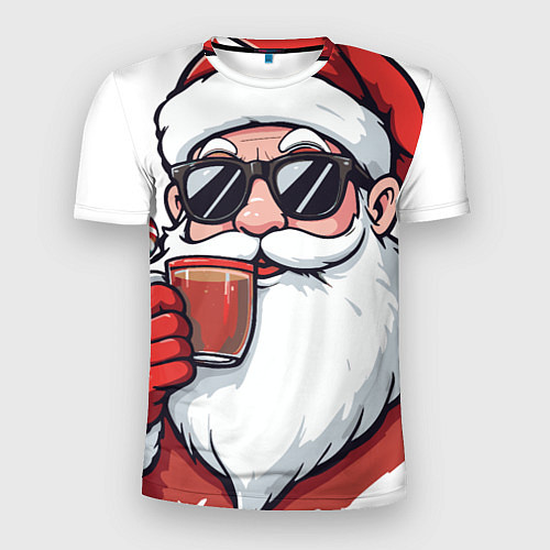 Мужская спорт-футболка Санта Клаус в стильных солнцезащитных очках / 3D-принт – фото 1