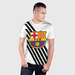 Футболка спортивная мужская Barcelona черно белые полосы, цвет: 3D-принт — фото 2