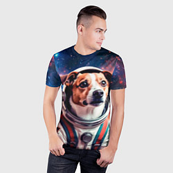 Футболка спортивная мужская Джек-Рассел-терьер в скафандре в космосе, цвет: 3D-принт — фото 2