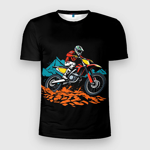 Мужская спорт-футболка Motocross and mountains / 3D-принт – фото 1