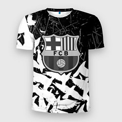 Мужская спорт-футболка Barcelona черно белые птицы