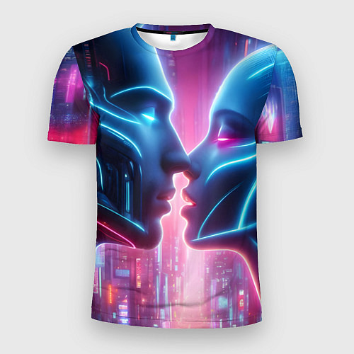 Мужская спорт-футболка Cyber love - metropolis neon glow / 3D-принт – фото 1