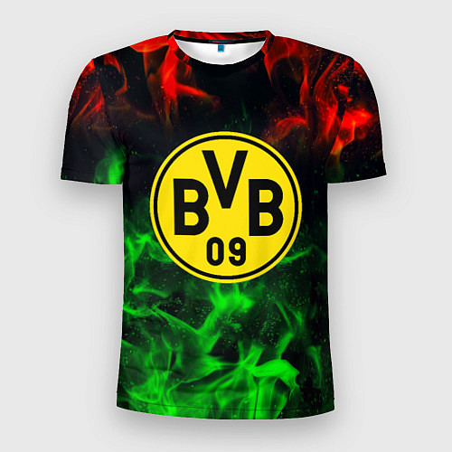 Мужская спорт-футболка Borussia красно зеленый огонь / 3D-принт – фото 1