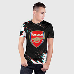 Футболка спортивная мужская Арсенал краски глитч текстура, цвет: 3D-принт — фото 2