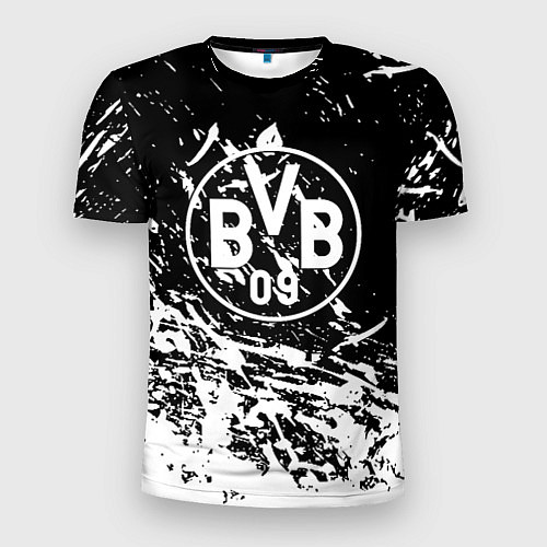 Мужская спорт-футболка Borussia белые краски / 3D-принт – фото 1