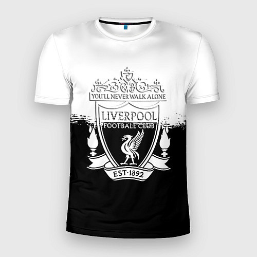 Мужская спорт-футболка Liverpool краски черно белые / 3D-принт – фото 1