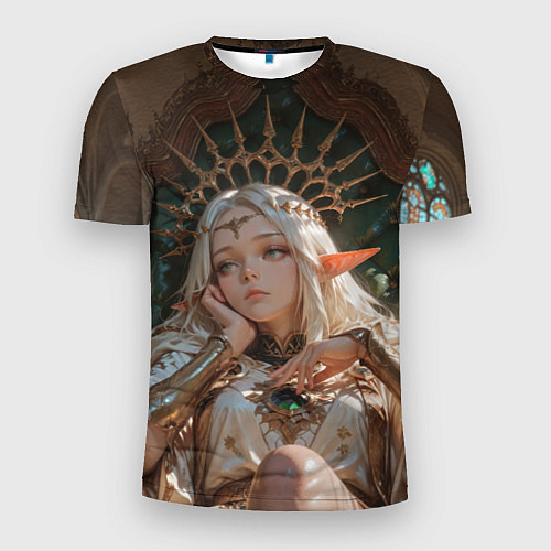 Мужская спорт-футболка Беловолосая королева эльфов на троне / 3D-принт – фото 1
