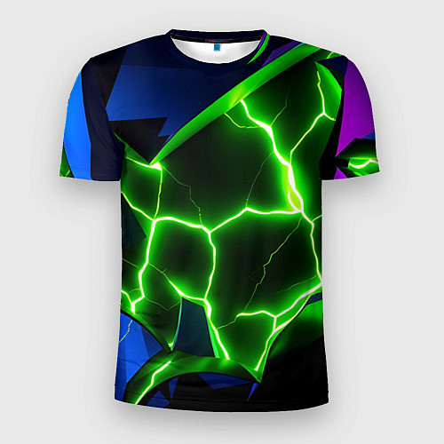 Мужская спорт-футболка Neon green glow / 3D-принт – фото 1
