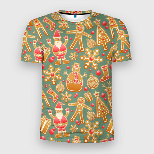 Мужская спорт-футболка Имбирные пряники / 3D-принт – фото 1