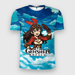 Футболка спортивная мужская Эмбер из Genshin Impact в облаках, цвет: 3D-принт
