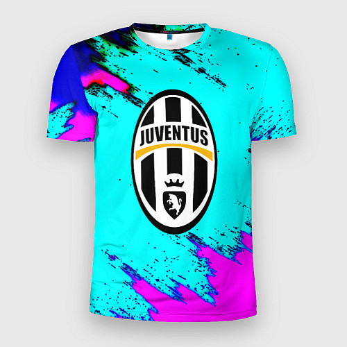 Мужская спорт-футболка Juventus неоновые краски / 3D-принт – фото 1