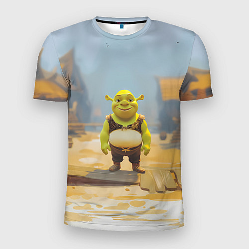 Мужская спорт-футболка Шрек в деревне / 3D-принт – фото 1