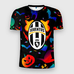 Футболка спортивная мужская Juventus хэллоуин неон, цвет: 3D-принт