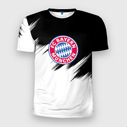 Мужская спорт-футболка Бавария Мюнхен черно белые штрихи