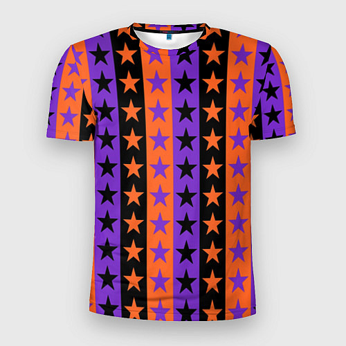 Мужская спорт-футболка Звёзды Хэллоуина паттерн полосатый / 3D-принт – фото 1