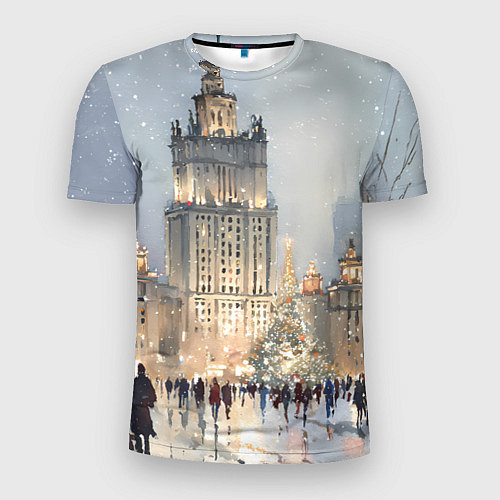 Мужская спорт-футболка Зимняя Москва / 3D-принт – фото 1