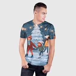 Футболка спортивная мужская Новогодние каникулы на катке, цвет: 3D-принт — фото 2