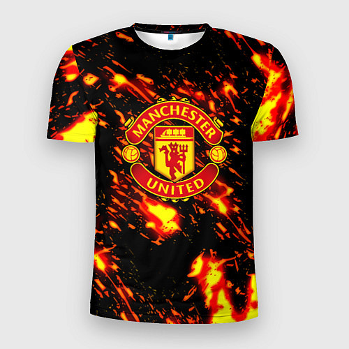 Мужская спорт-футболка Манчестер Юнайтед огненные краски / 3D-принт – фото 1