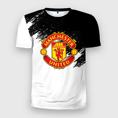 Мужская спорт-футболка Манчестер Юнайтед краски белые / 3D-принт – фото 1