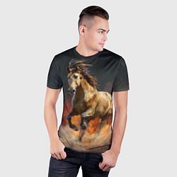 Футболка спортивная мужская Лошадь нарисованная красками, цвет: 3D-принт — фото 2