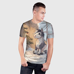 Футболка спортивная мужская Лошадка у елки, цвет: 3D-принт — фото 2