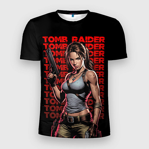 Мужская спорт-футболка Лара с пушками в руках / 3D-принт – фото 1