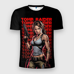 Мужская спорт-футболка Лара с пушками в руках