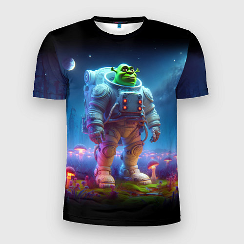 Мужская спорт-футболка Шрек бравый космонавт - неоновое свечение / 3D-принт – фото 1