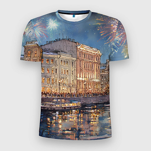 Мужская спорт-футболка Новогодний салют в Питере / 3D-принт – фото 1