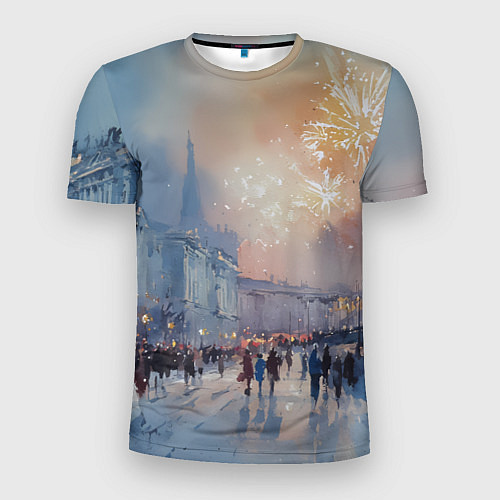 Мужская спорт-футболка Новогодняя Питерская атмосфера / 3D-принт – фото 1