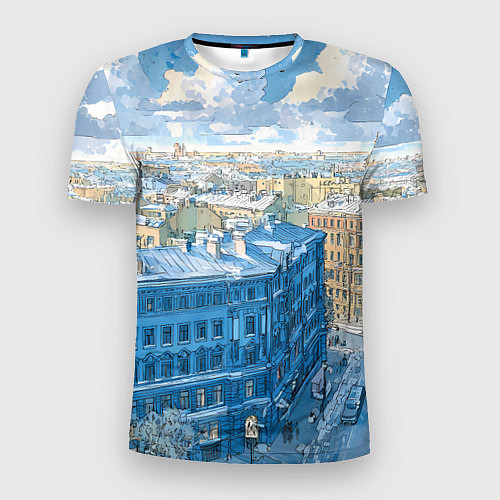 Мужская спорт-футболка Зимний утренний Питер / 3D-принт – фото 1